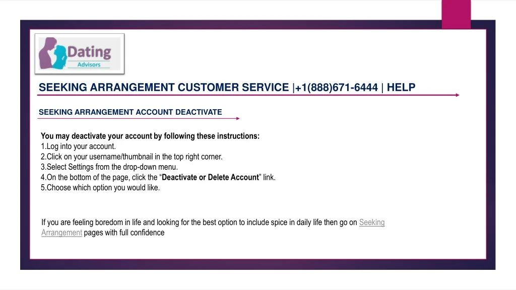 seeking arrangement customer service