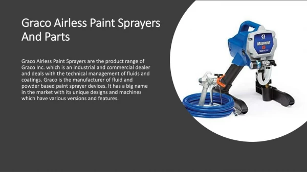 Graco Airless Paint Sprayers And Parts