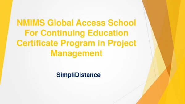 NMIMS Global Access School for Continuing Education - Project Management Certification - SimpliDistance