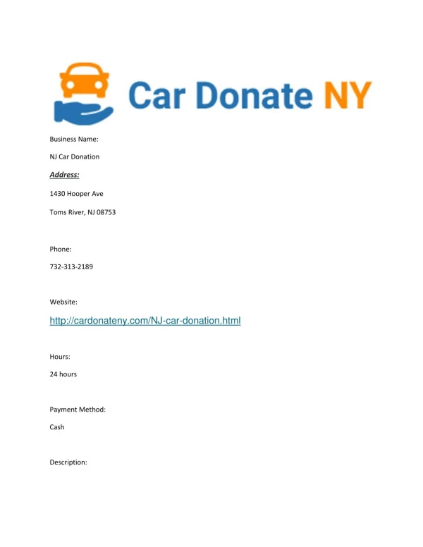 NJ Car Donation