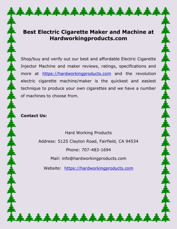 Best Electric Cigarette Maker and Machine at Hardworkingproducts.com