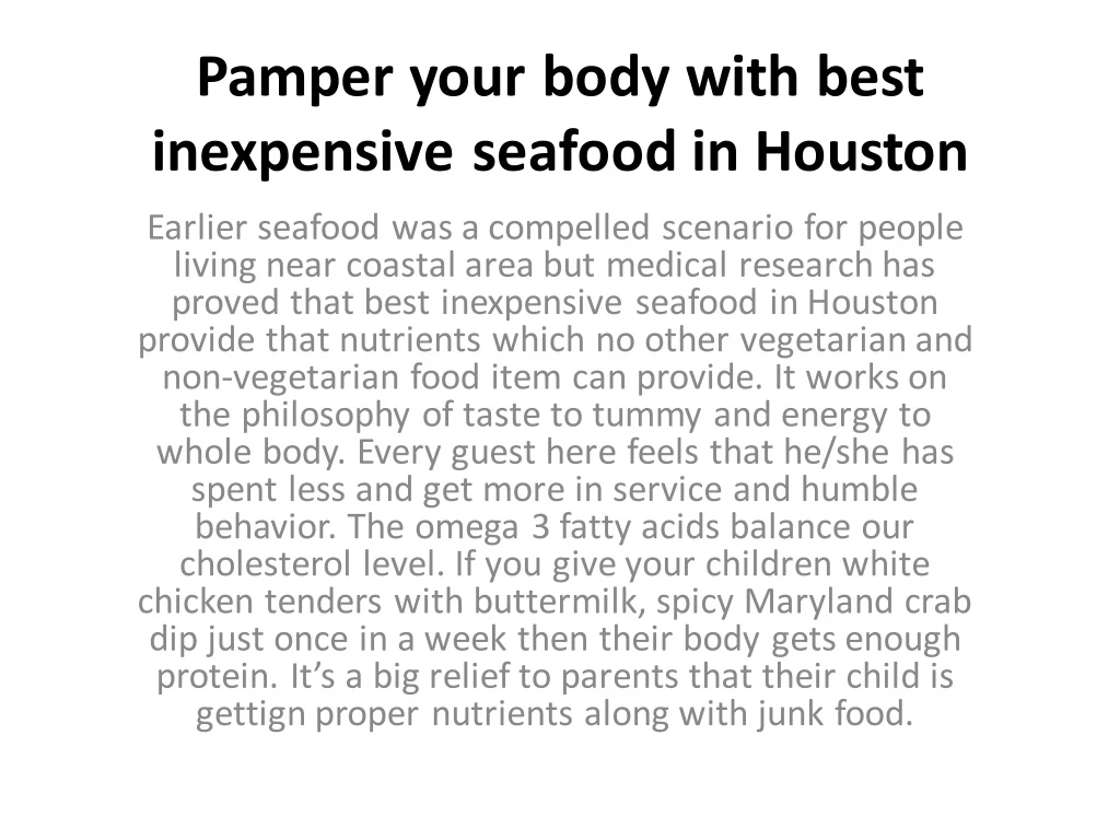 pamper your body with best inexpensive seafood