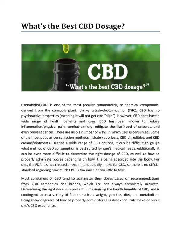 What’s the Best CBD Dosage
