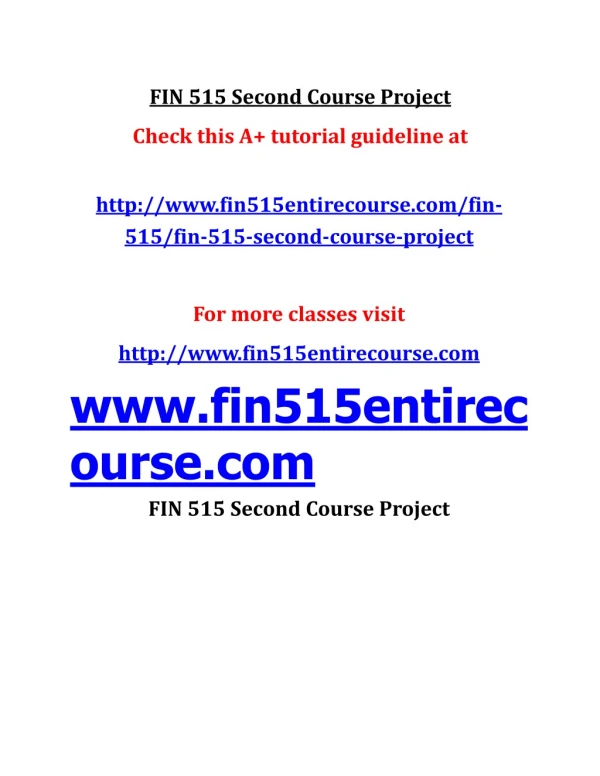 FIN 515 Second Course Project