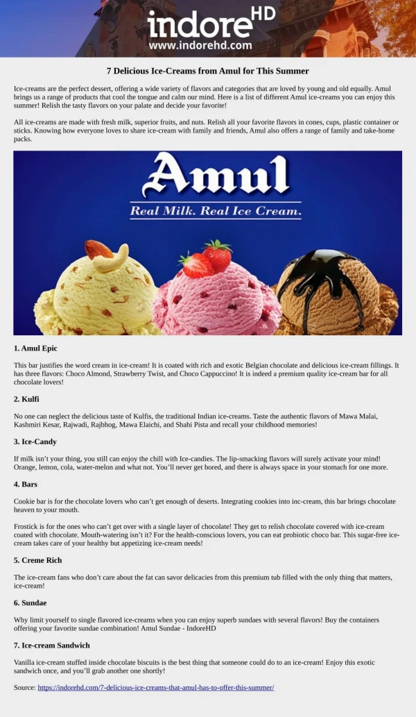 7 Delicious Ice-Creams From Amul for This Summer