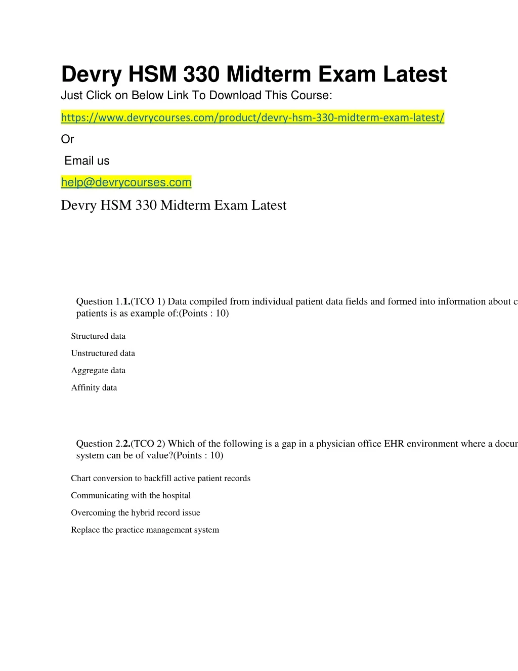 devry hsm 330 midterm exam latest just click