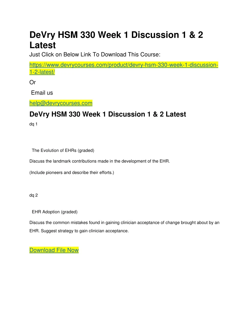 devry hsm 330 week 1 discussion 1 2 latest just