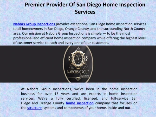 HOME INSPECTION SERVICES IN SAN DIEGO