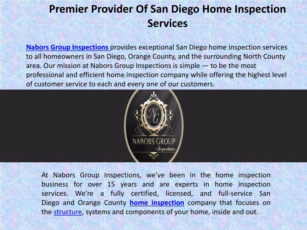 premier provider of san diego home inspection