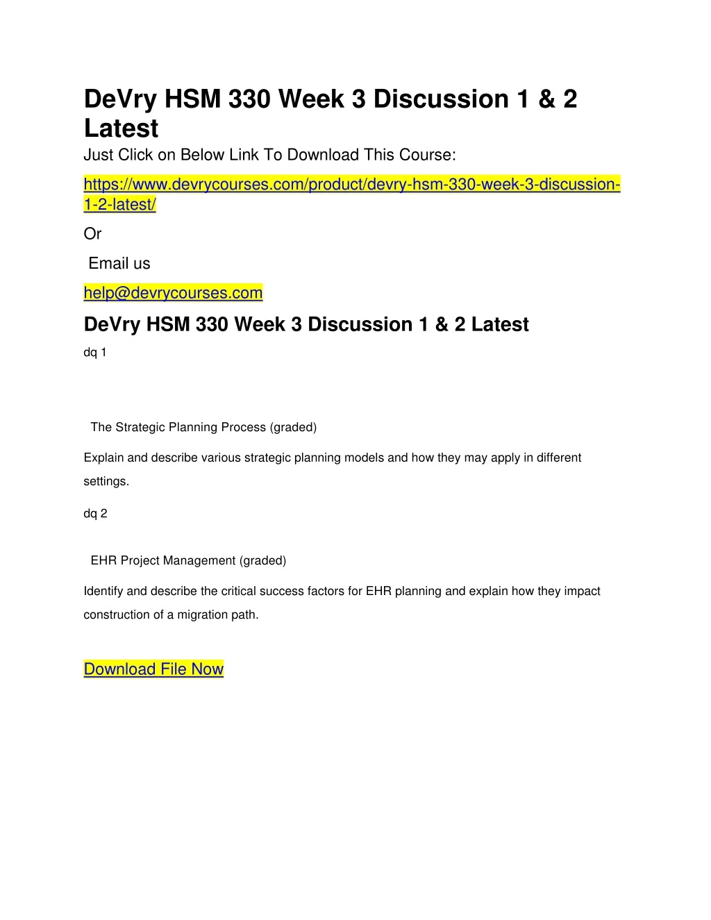 devry hsm 330 week 3 discussion 1 2 latest just