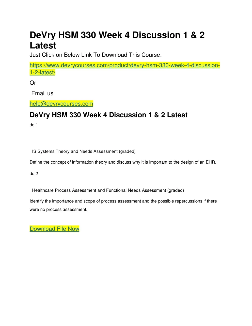 devry hsm 330 week 4 discussion 1 2 latest just