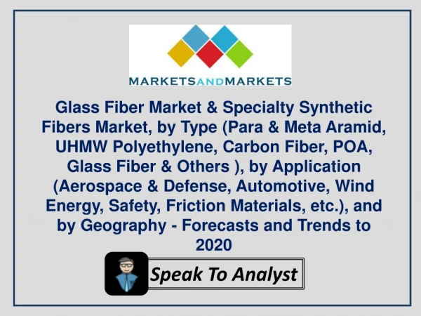 Glass Fiber Market & Specialty Synthetic Fibers Market, by Type, by Application and by Geography - Forecasts and Trends