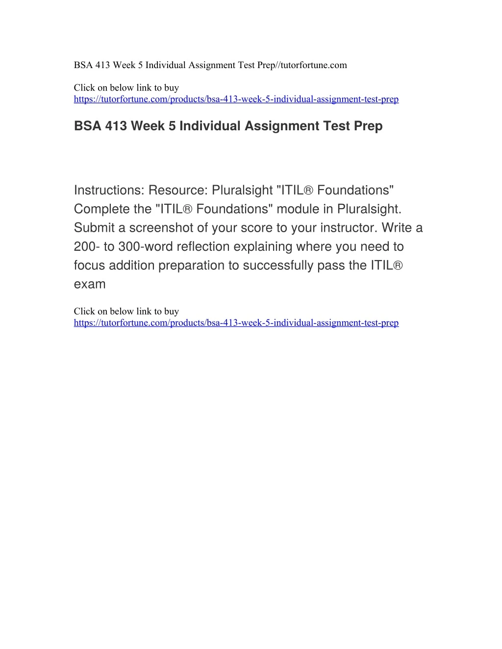 bsa 413 week 5 individual assignment test prep