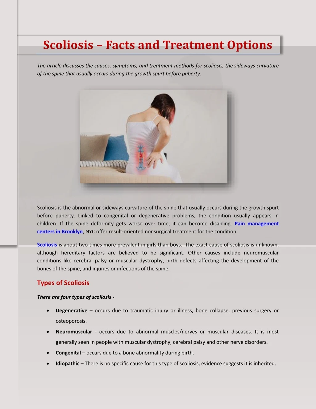 scoliosis facts and treatment options