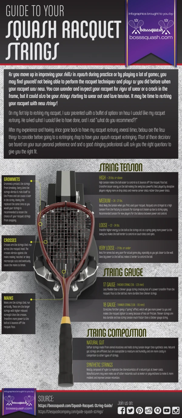 Guide to your Squash Racquet Strings-A complete infographic