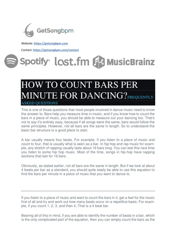 How to Count Bars per Minute for Dancing