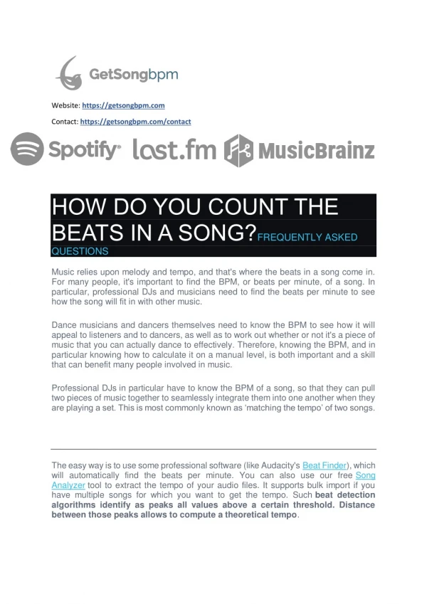 How do you Count the Beats in a Song