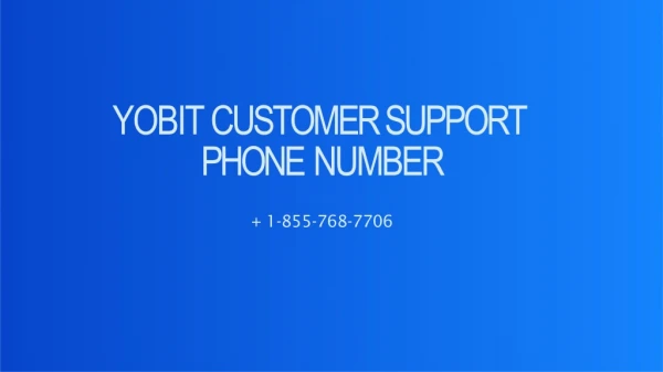 Yobit Customer Support ? 1-855-768-7706? Phone Number