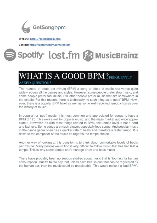 What is a Good BPM