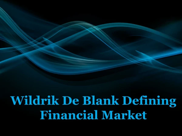 WILDRIK DE BLANK DESCRIBES THE FUNCTION OF FINANCIAL MARKET