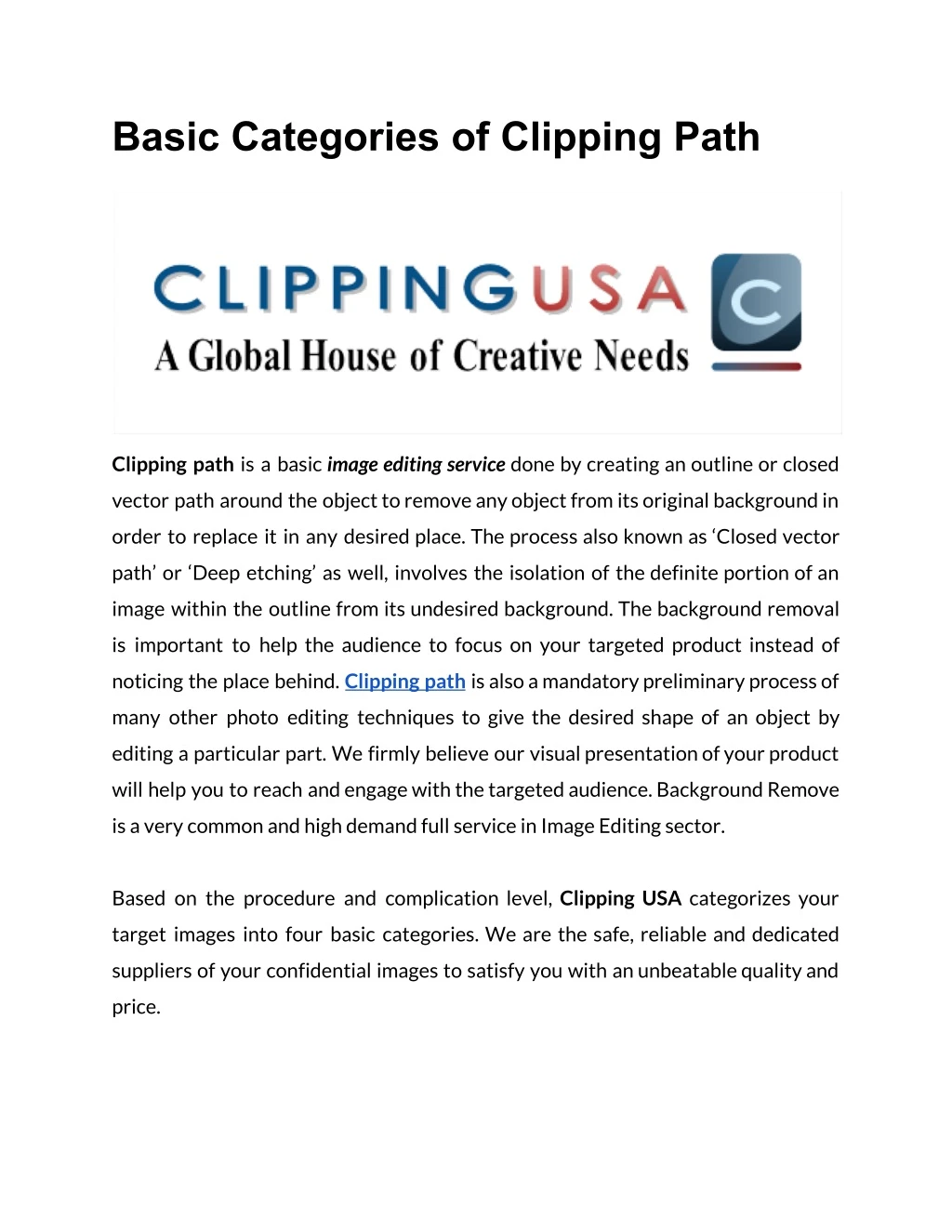 basic categories of clipping path