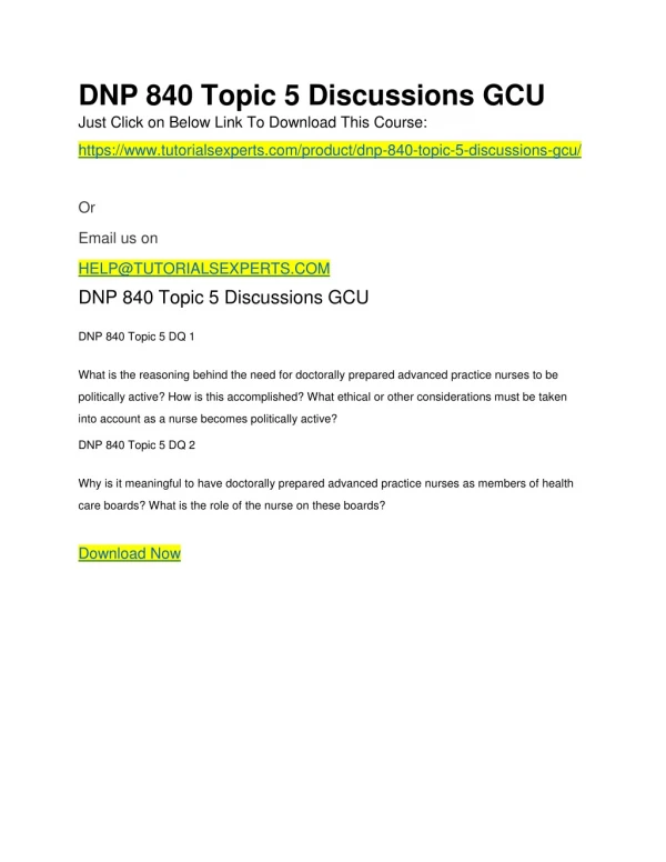 DNP 840 Topic 5 Discussions GCU