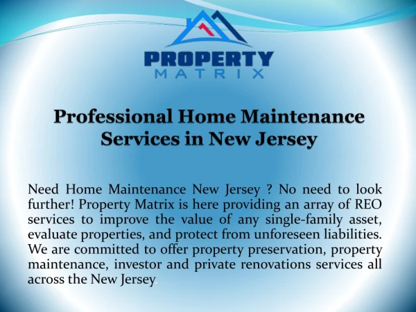 Professional Home Maintenance Services in New Jersey