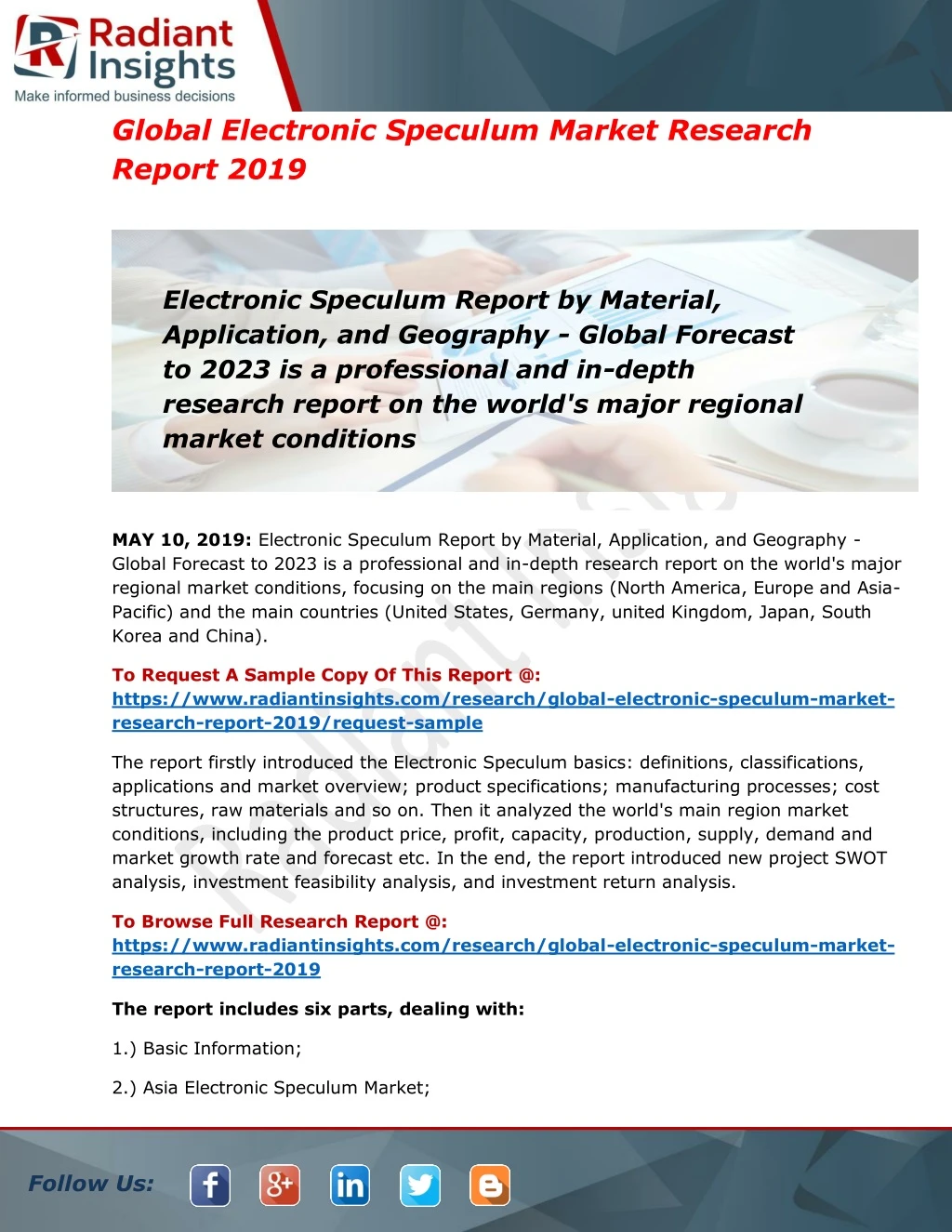 global electronic speculum market research report