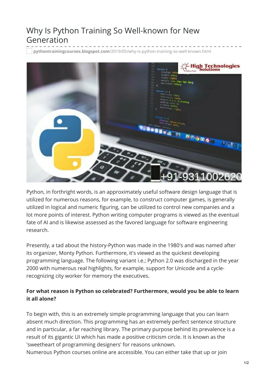 why is python training so well known
