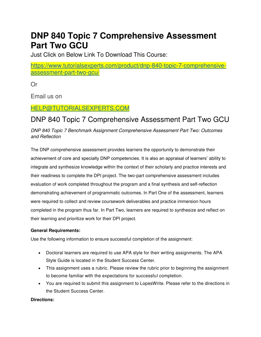 dnp 840 topic 7 comprehensive assessment part
