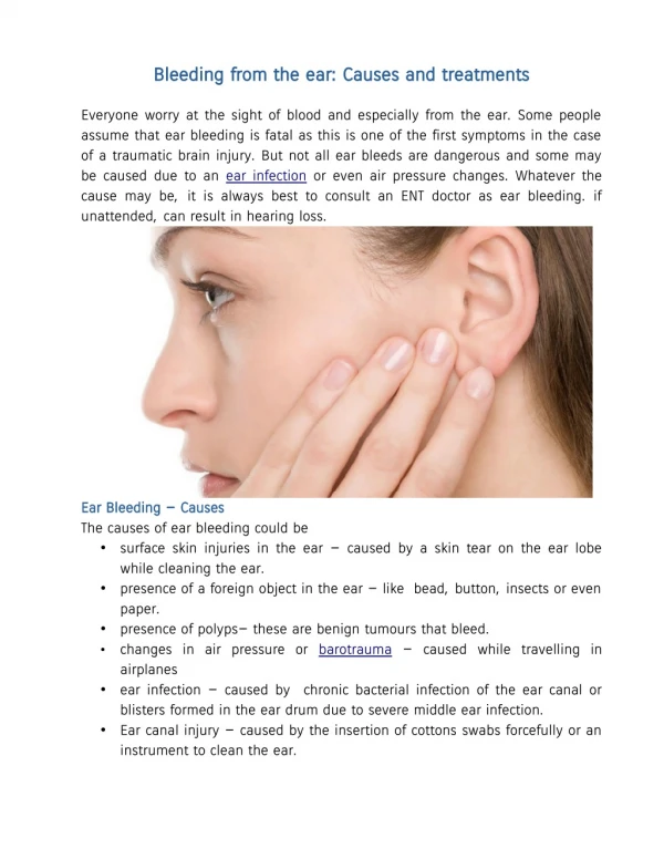 Ear Bleeding - Causes and Treatments | Vikram ENT Hospital