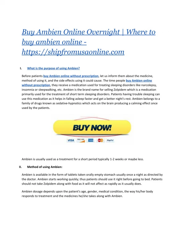 Buy Ambien Online Overnight | Where to buy ambien online - https://shipfromusaonline.com