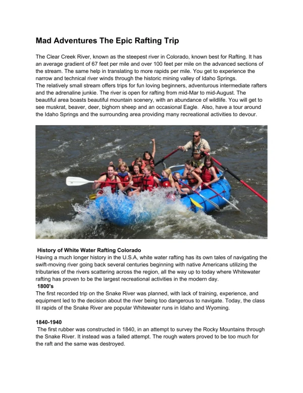 Mad Adventures - The Epic Rafting Trip