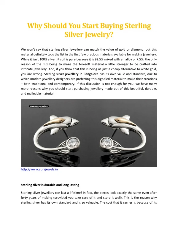 Why Should You Start Buying Sterling Silver Jewelry - Aura Jewels
