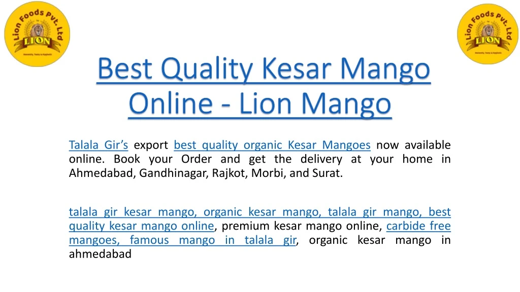 best quality kesar mango online lion mango