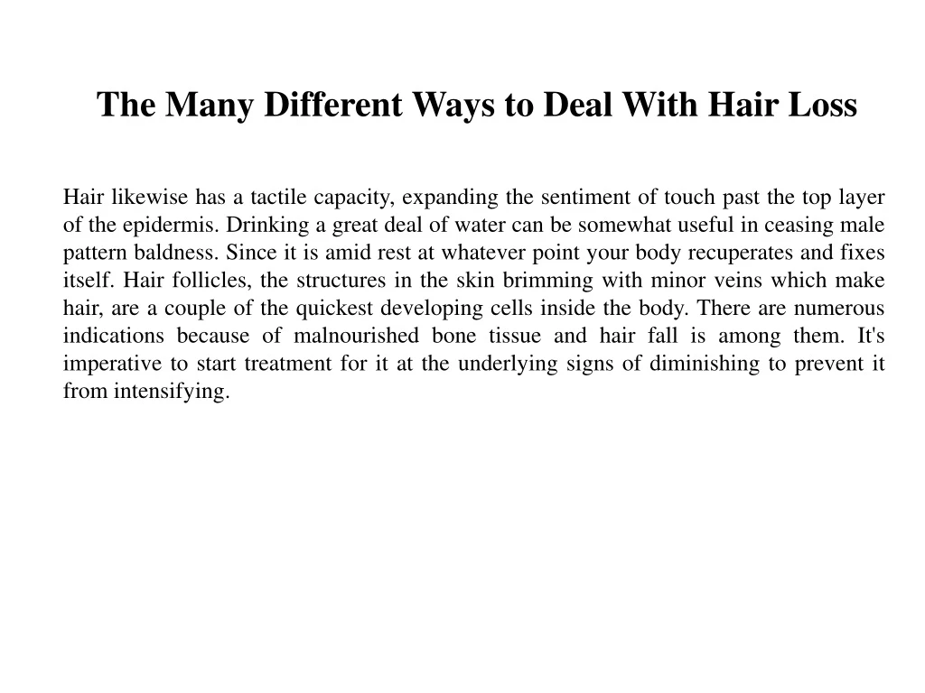 the many different ways to deal with hair loss