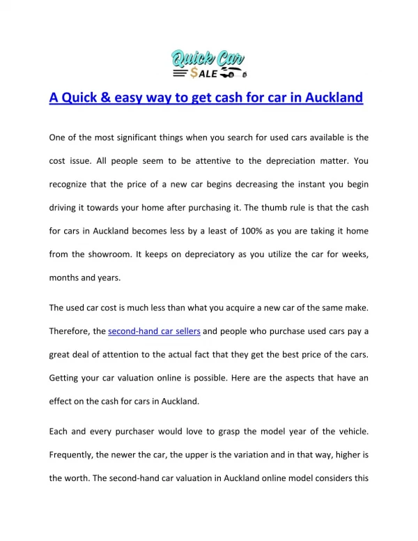 A Quick & easy way to get cash for car in Auckland