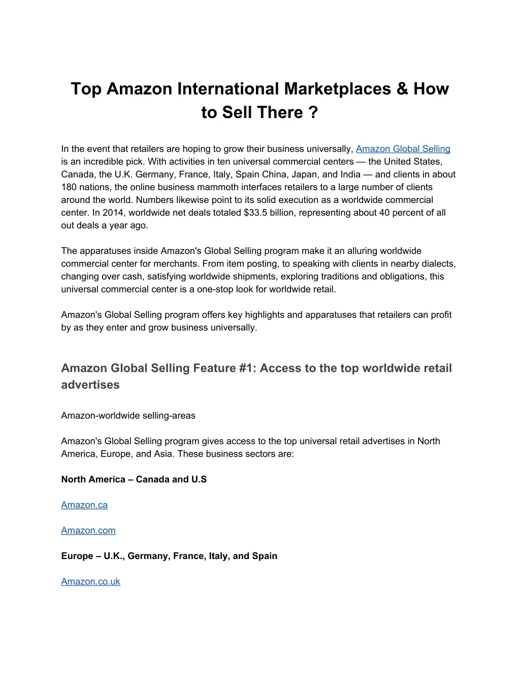 top amazon international marketplaces how to sell