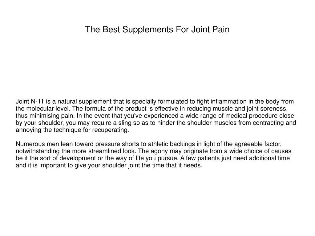 the best supplements for joint pain
