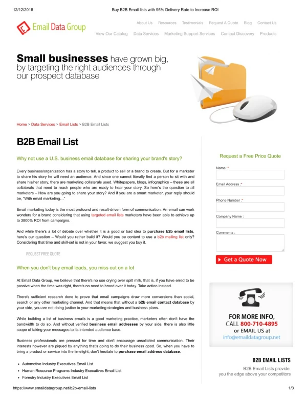 B2b Email Lists - Email Data Group