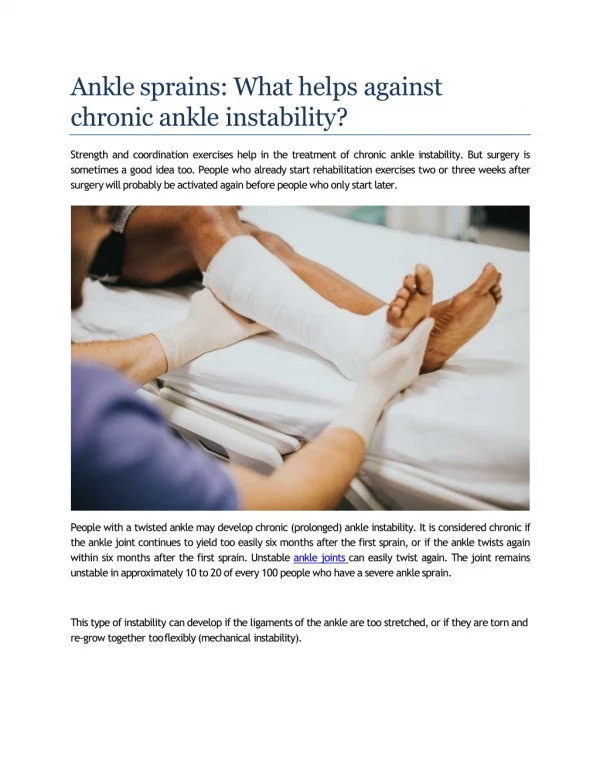 Ankle sprains: What helps against chronic ankle instability?