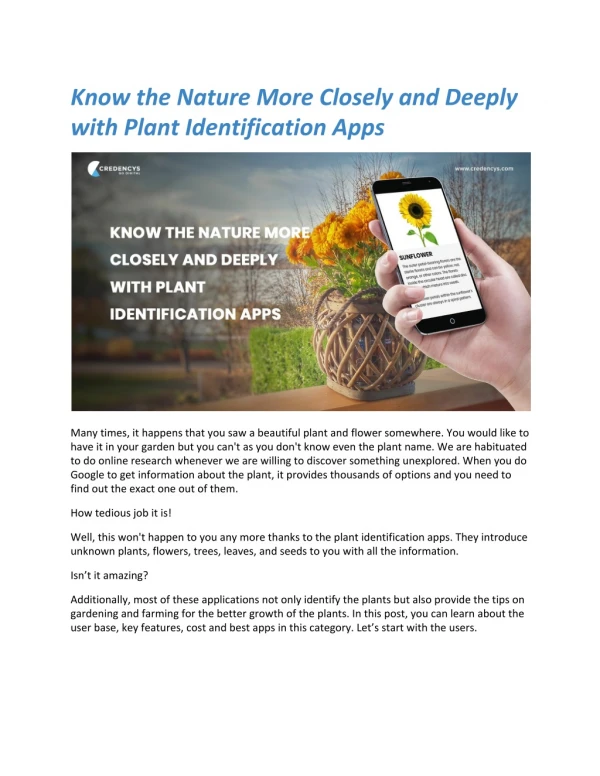 Know the Nature More Closely and Deeply with Plant Identification Apps