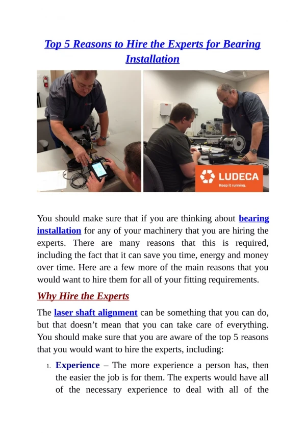 Top 5 Reasons to Hire the Experts for Bearing Installation