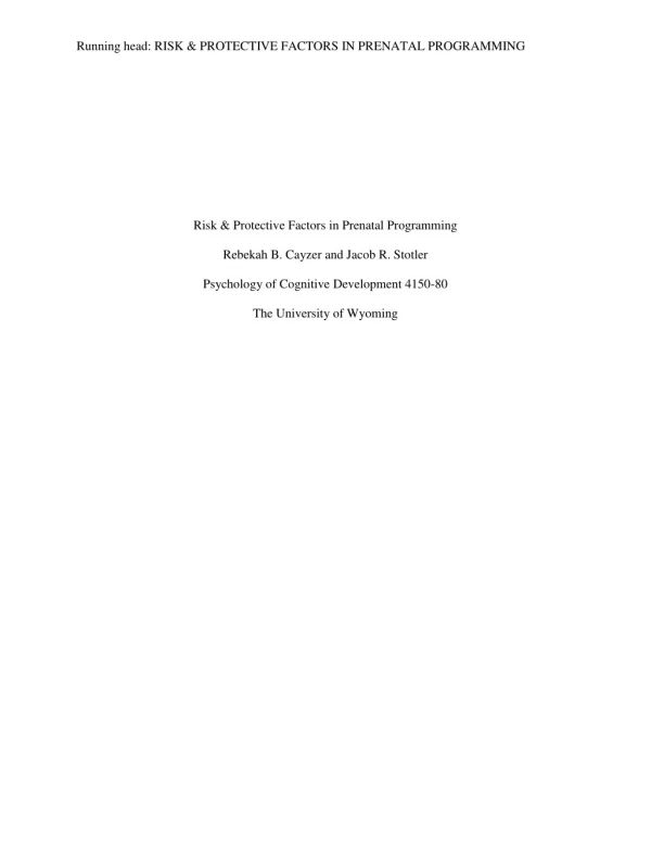 Prenatal Programming psychological Risk and Protective Factors [Archival research in psychology]