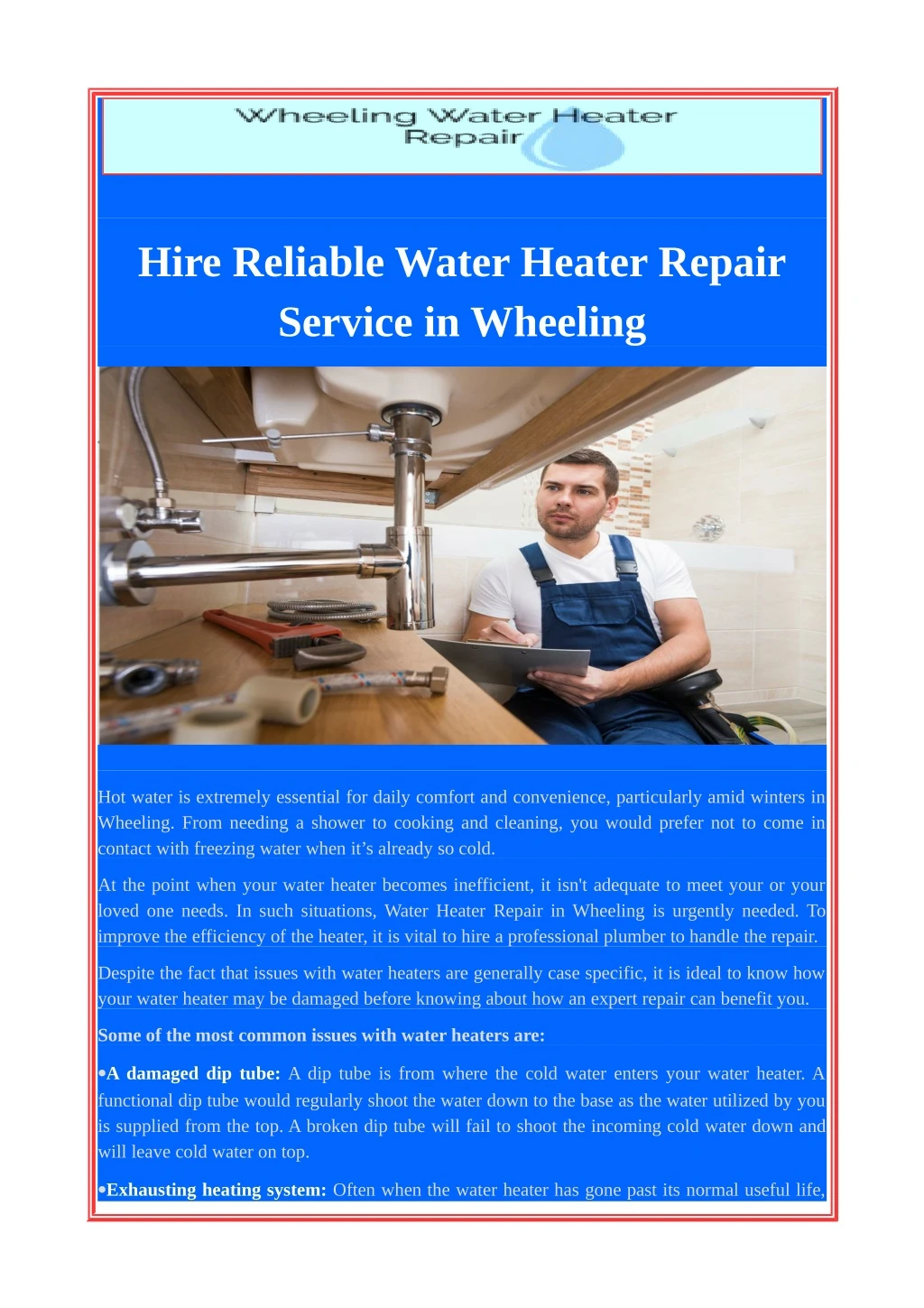 hire reliable water heater repair service