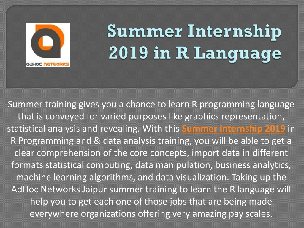summer internship 2019 in r language