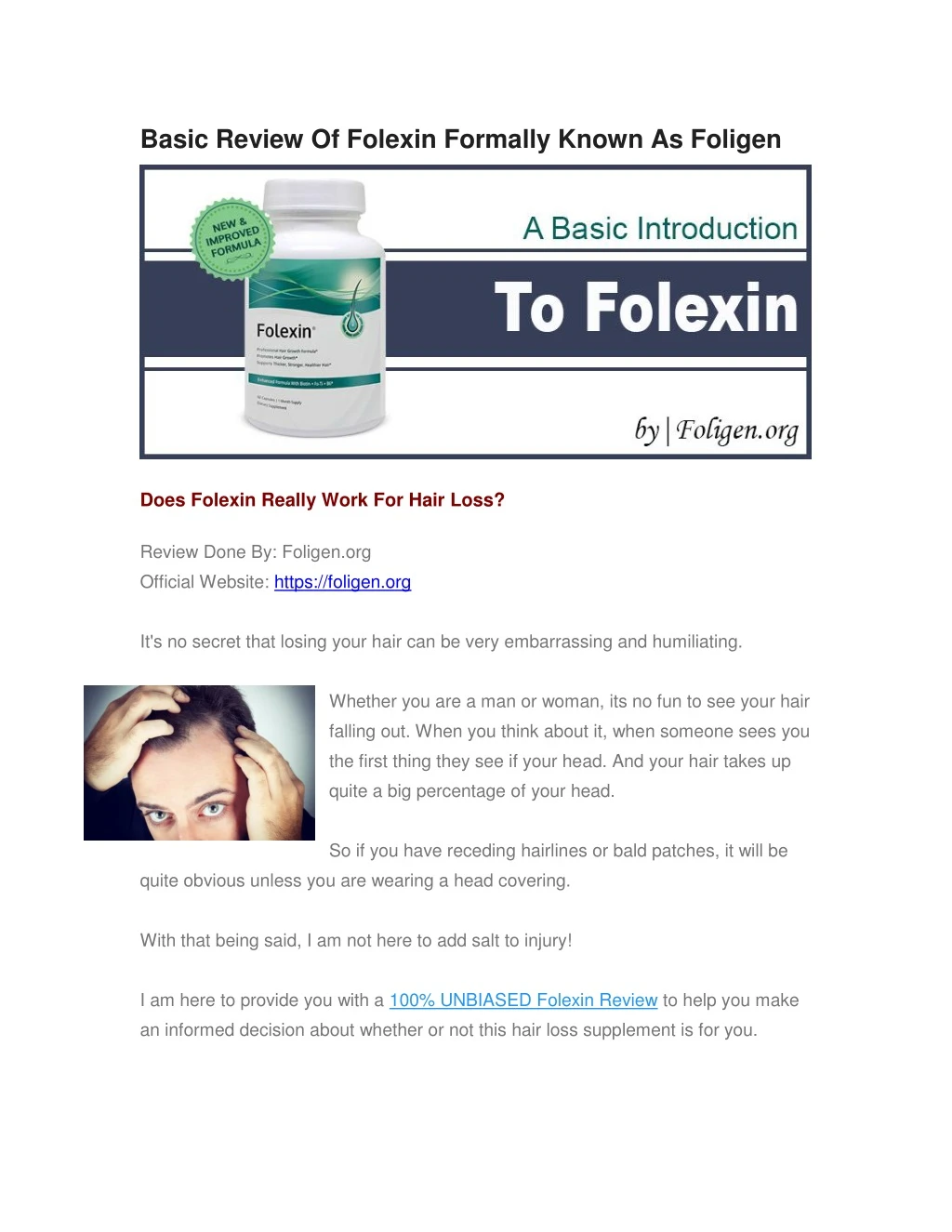 basic review of folexin formally known as foligen