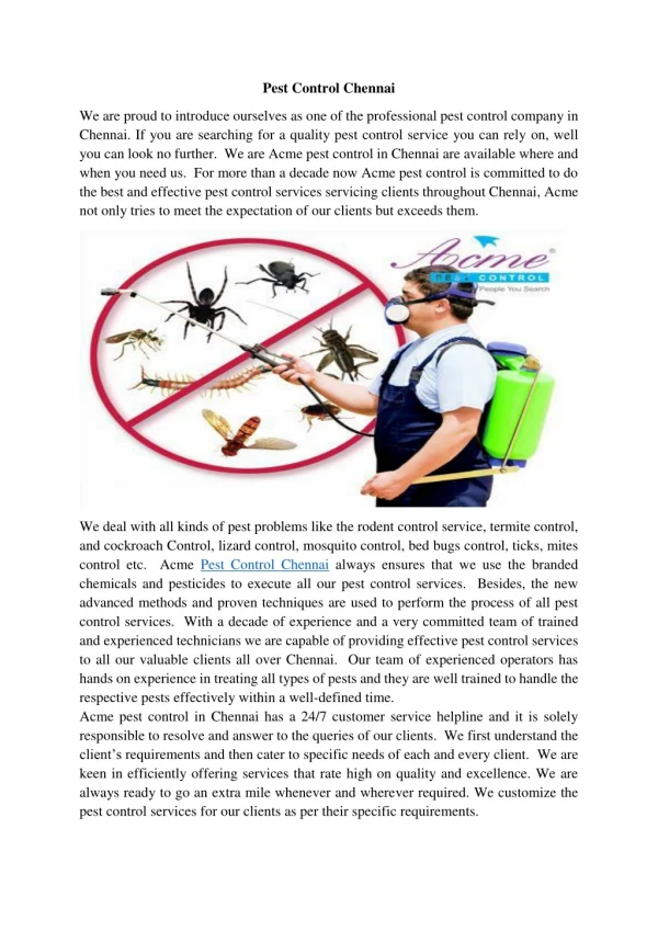 Pest Control Chennai