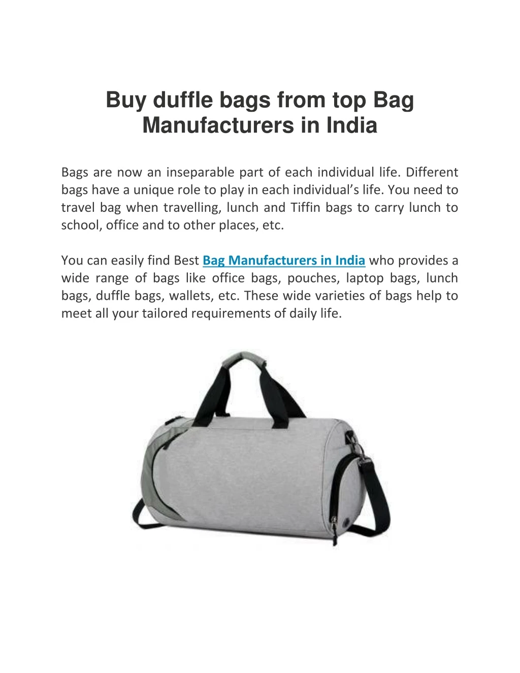 buy duffle bags from top bag manufacturers