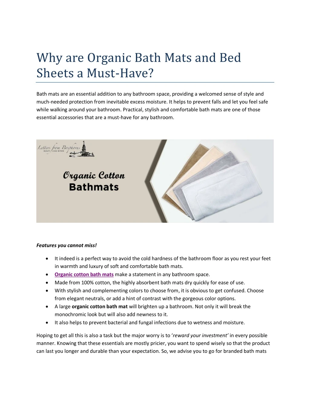 why are organic bath mats and bed sheets a must